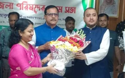 কুলিয়ারচরে ষষ্ঠ উপজেলা পরিষদের প্রথম সভায় ফুলেল ভালোবাসায় সিক্ত হলেন নবনির্বাচিত চেয়ারম্যান আবুল হোসেন লিটন