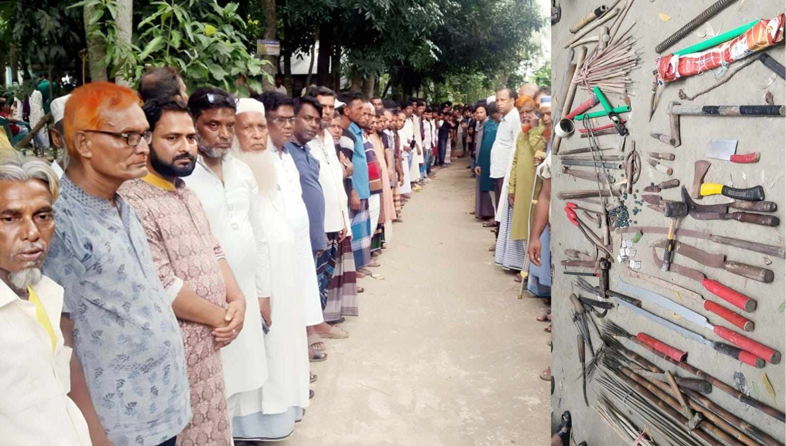 মাদক ব্যবসায়ী ও সন্ত্রাসীদের বাড়িতে তল্লাশি চালিয়ে বিপুল পরিমাণ দেশীয় অস্ত্র উদ্ধার