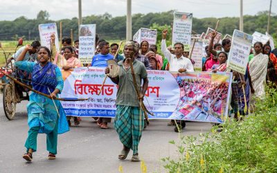 গাইবান্ধায় আবারও সাঁওতালদের জমি দখল শুরু বিচারের দাবিতে বিক্ষোভ সমাবেশ