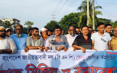 রায়পুরায় বিএনপির অবস্থান কর্মসূচি ও গণ-মিছিল