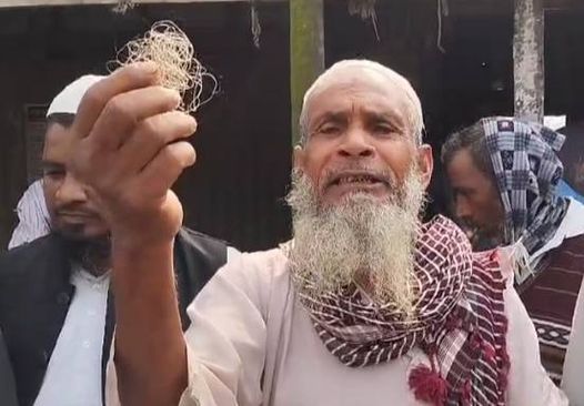 নগরকান্দায় ৭০ বছরের এক বৃদ্ধার দাড়ি টেনে ছিড়ার প্রতিবাদে  বিক্ষোভ মিছিল