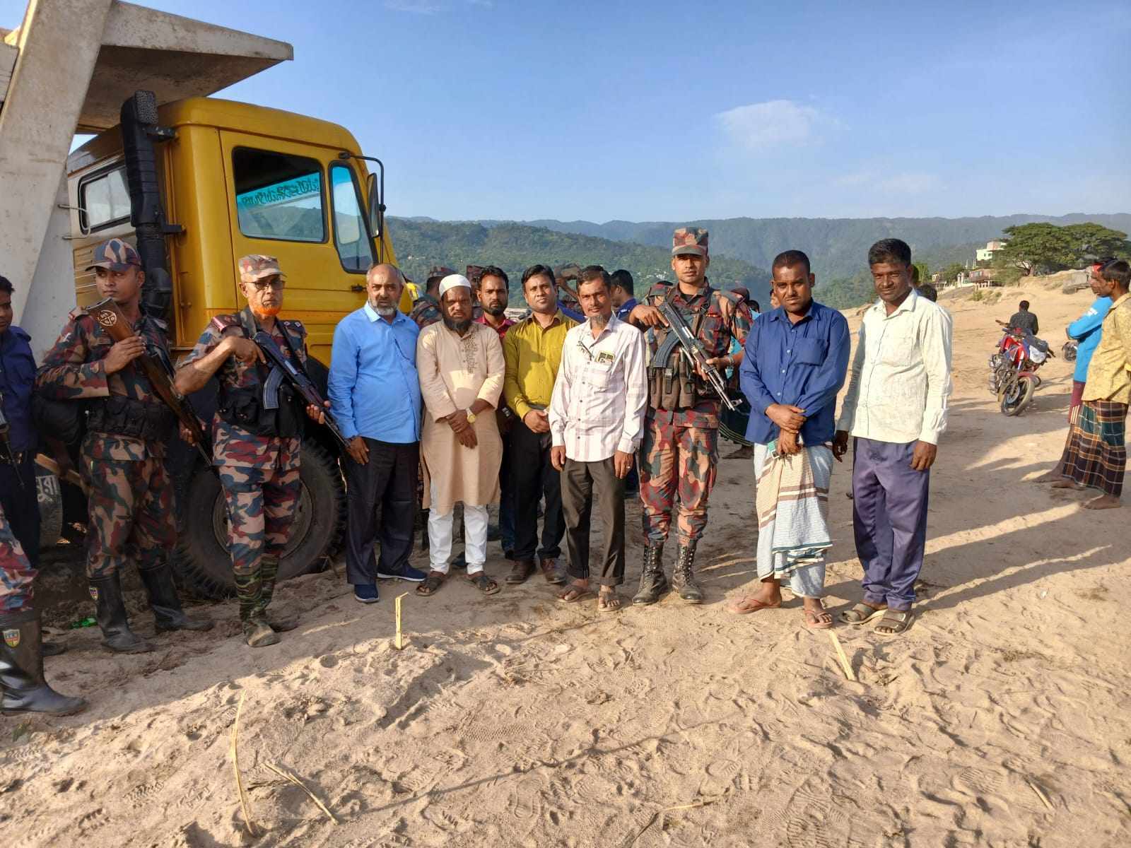 সিলেটের গোয়াইনঘাটে অবৈধ বালু ও পাথর উত্তোলন বন্ধে টাস্কফোর্সের অভিযান
