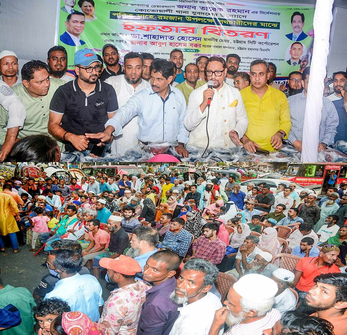 কোতোয়ালি থানা যুবদলের ইফতার বিতরণকালে ডা. শাহাদাত হোসেন