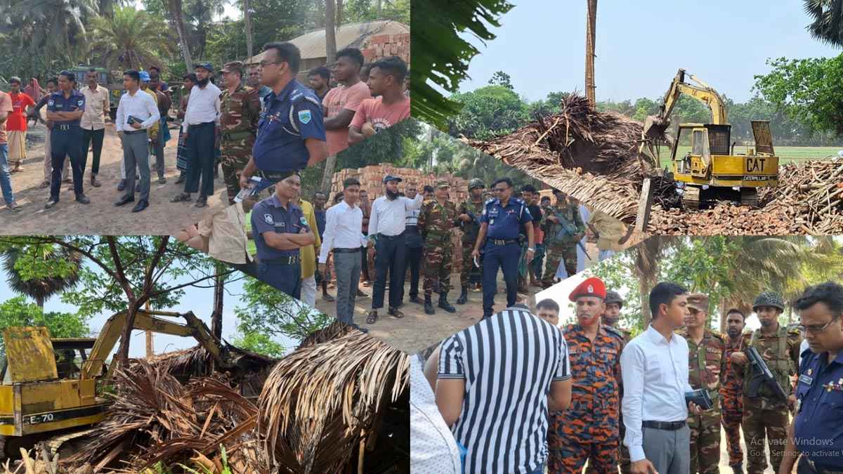 নড়াইলে ভ্রাম্যমাণ আদালত কাঠ পুড়িয়ে তৈরি অবৈধ কয়লা ও ইটভাটা ধ্বংস