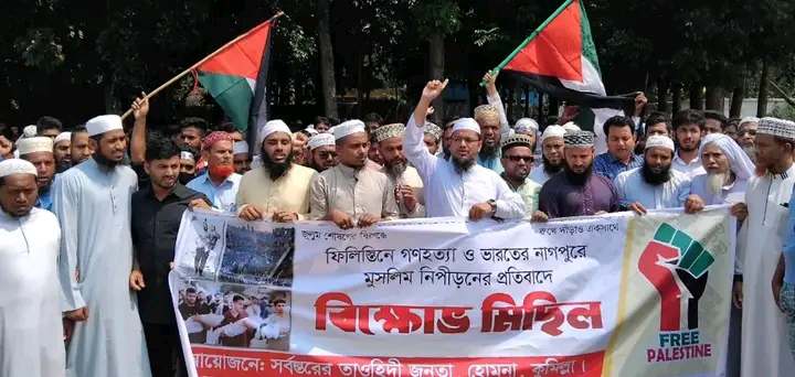 হোমনায় ফিলিস্তিনের স্বাধীন রাষ্ট্রের দাবিতে বিক্ষোভ মিছিল