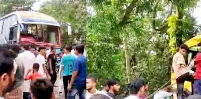 কচুয়ায় বাস-ট্রাক মুখোমুখি সংঘর্ষে আহত অন্তত ১০