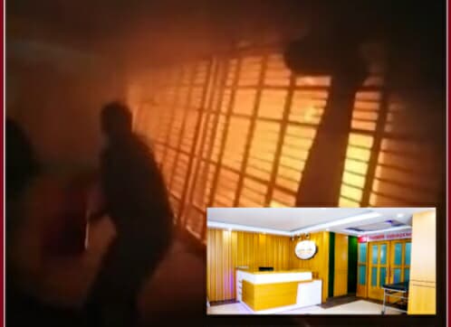 হাসপাতাল উচ্ছেদের চেষ্টায় গভীর রাতে ভবনে আগুন