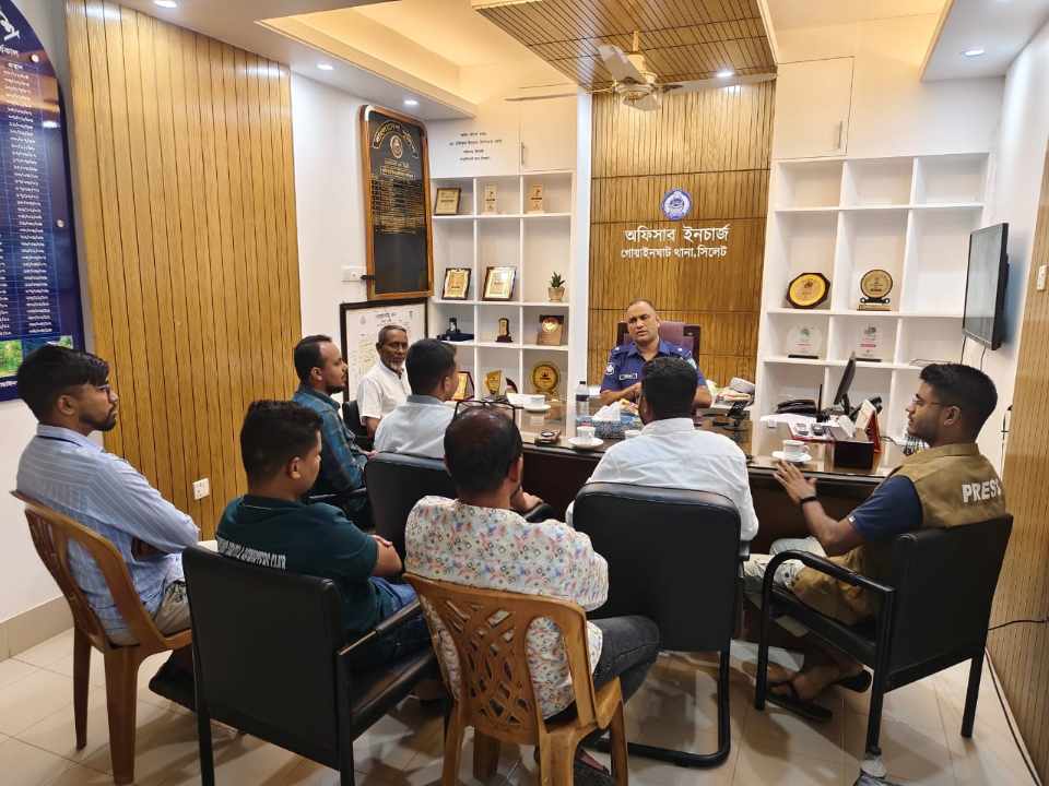 গোয়াইনঘাট রিপোর্টার্স ক্লাবের সাথে ওসির মতবিনিময় অপরাধ দমনে পুলিশ-সাংবাদিক সুসম্পর্ক জরুরি: নবাগত ওসি তরিকুল
