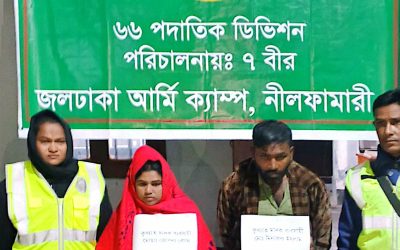 যৌথ বাহিনীর অভিযানে জলঢাকায় মাদক মামলার দুই আসামি গ্রেপ্তার