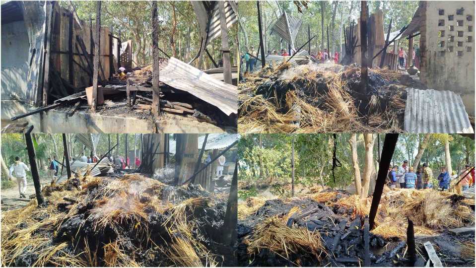 নড়াইলে বিএনপির সভাপতির বাড়িতে পেট্রোল বোমা মেরে অগ্নিসংযোগের অভিযোগ পুলিশের ঘটনাস্থল পরিদর্শন