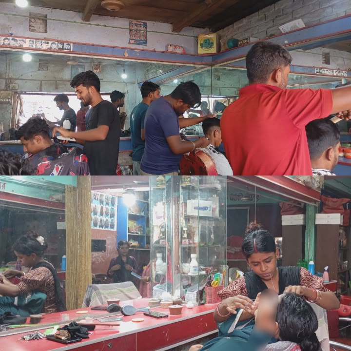 ঈদকে ঘিরে রাণীশংকৈলে সেলুন-পার্লারে উপচে পড়া ভিড়, ব্যস্ত নরসুন্দর ও বিউটিশিয়ানরা